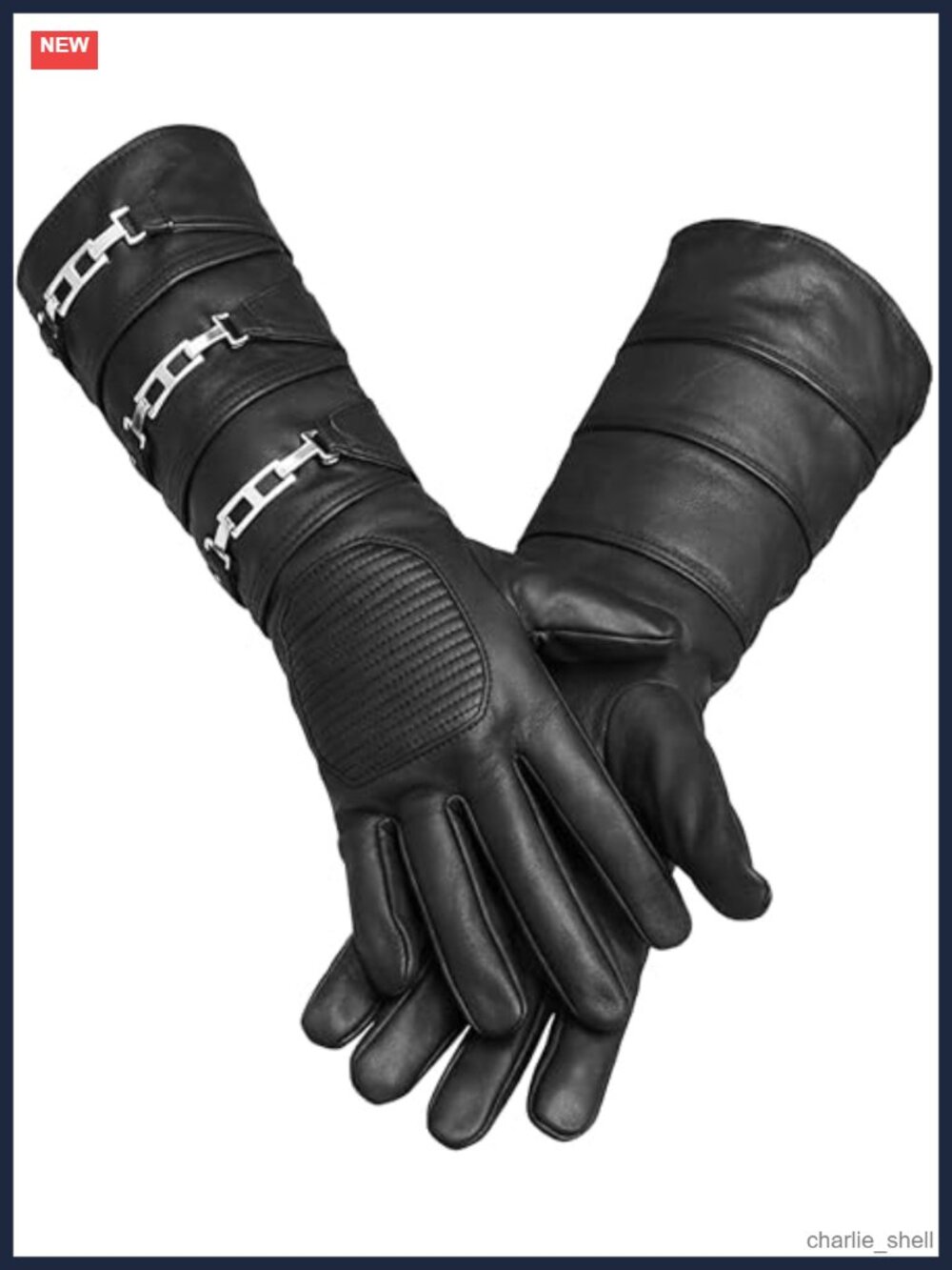 Real Sheepskin Leather Long Arm Gauntlet Cosplay Gloves Mens